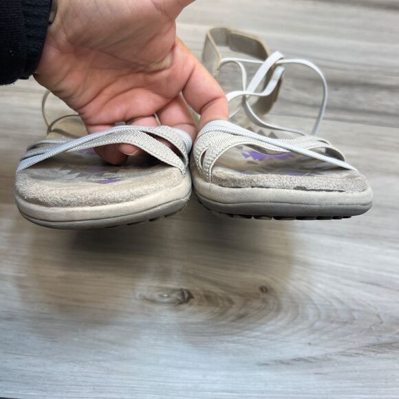 Skechers Reggae Slim Takes Two Sandals Size 11 Taupe Elastic Straps - Picture 5 of 10